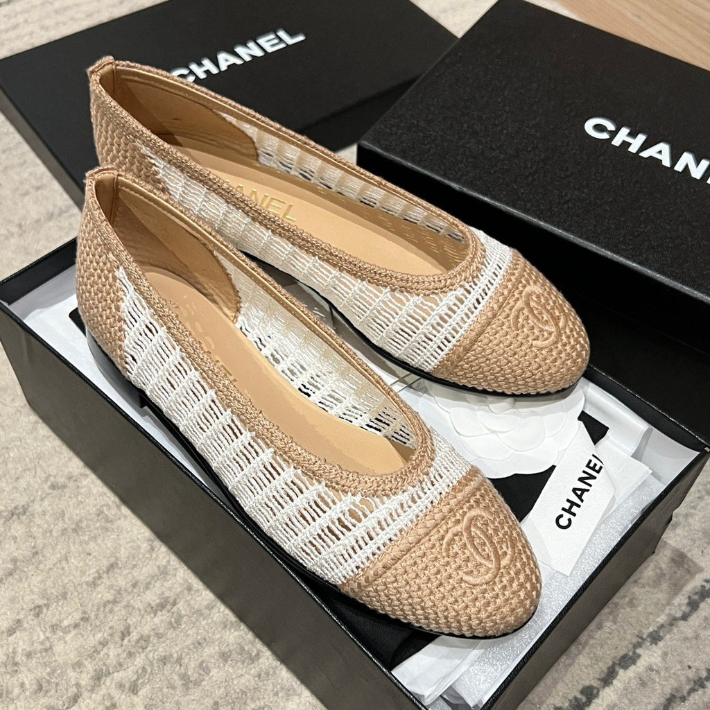 Chanel Women's Summer Colour-Block Knitted Casual Ballet Flats Shoes #76994