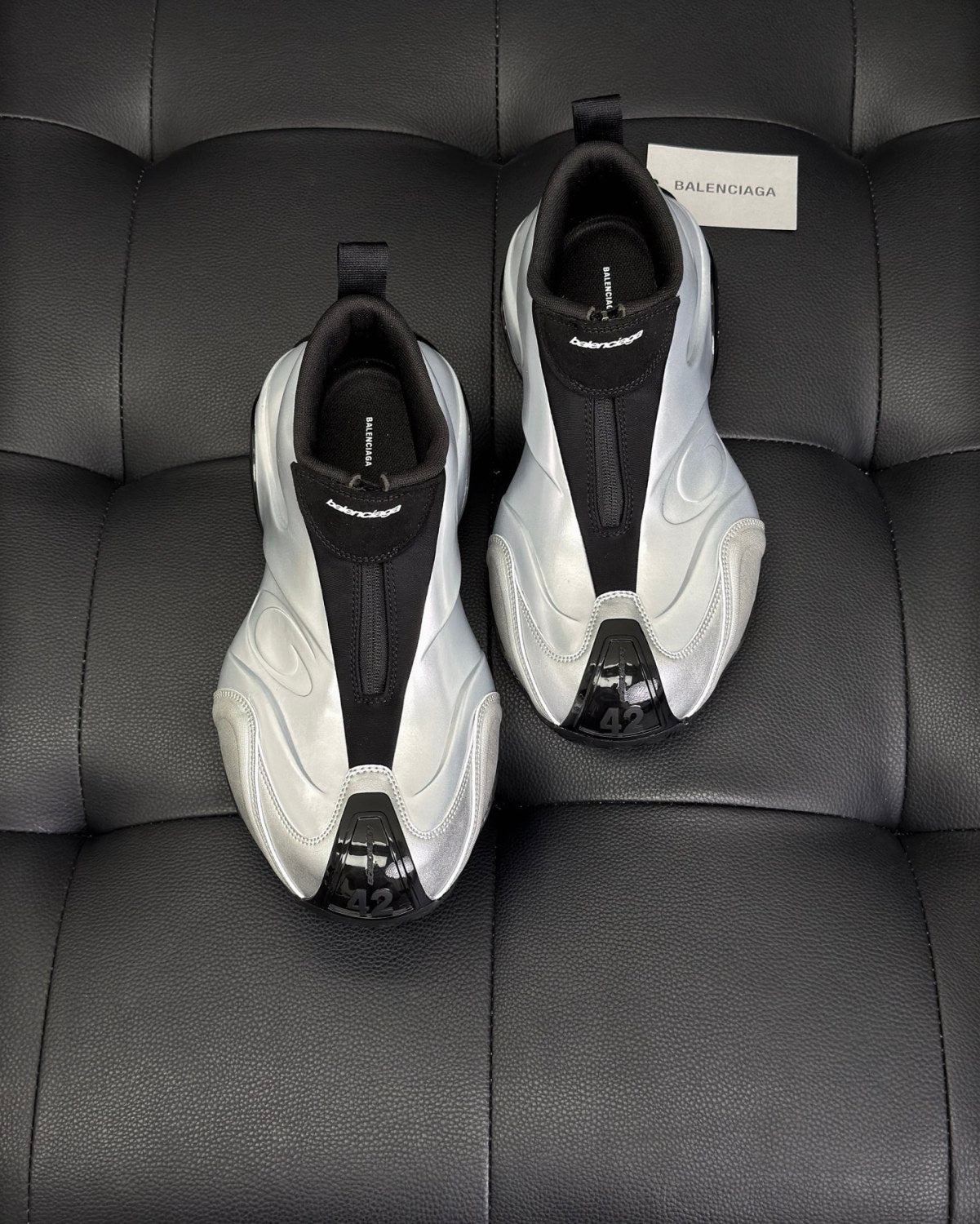 Balenciaga Basketball White Distressed Round Toe Zipper Basketball Shoes #332802
