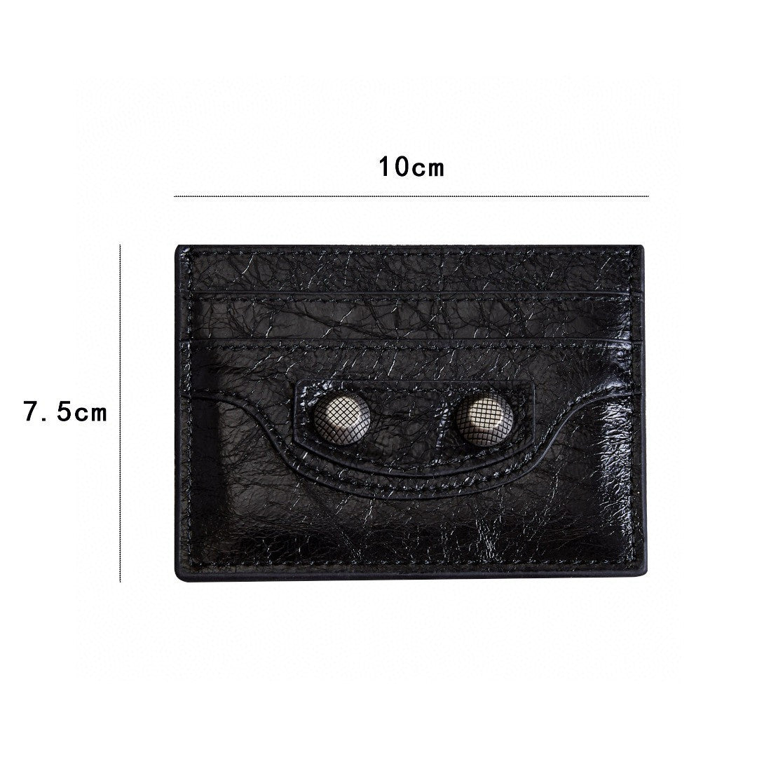 Balenciaga Le Cagole Distressed Silver Metal Accessory Logo Wallet Fine Grain Leather Card Holder Card Case Women's Black Bag Bags 764332210KR1000 Ngvp #1995
