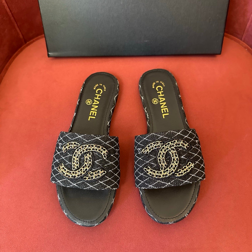 Chanel Women's Spring Summer Leather Logo Slippers Solid Color Woven Shoes Fashion Casual Trend Elegant Sandals #81417