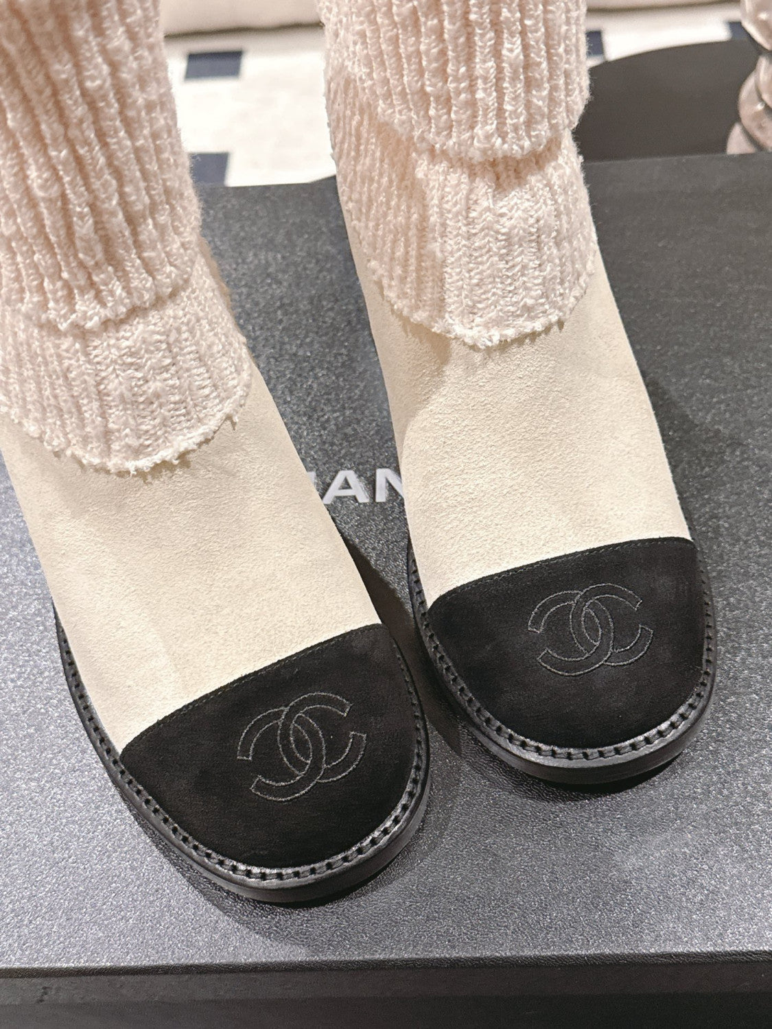 Chanel Knitted Socks High Heel Boots #335028
