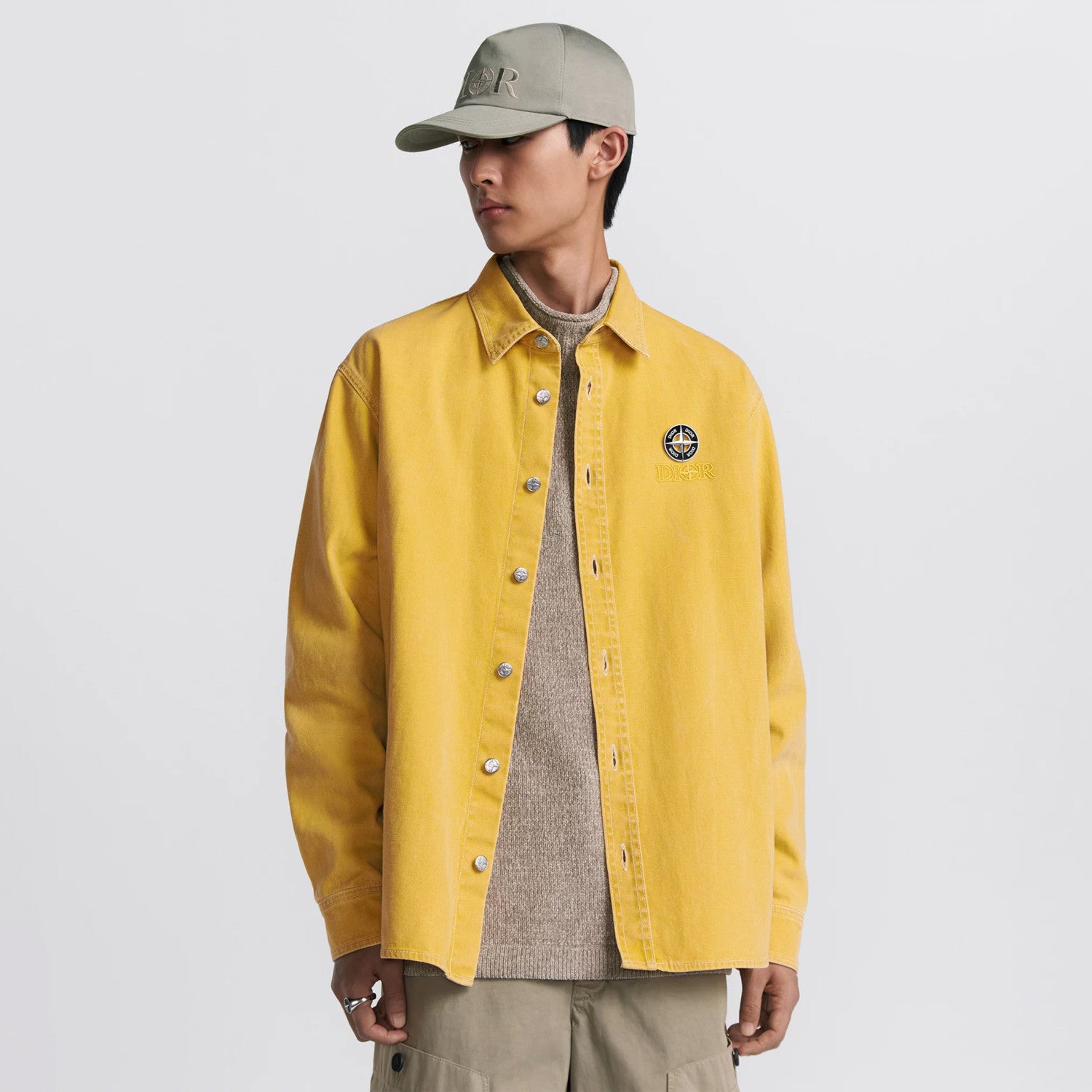 Dior And Stone Island Men's Jacket Shirt Embroidered Logo Lapel Single-breasted Fashion Casual Shirt  #71491
