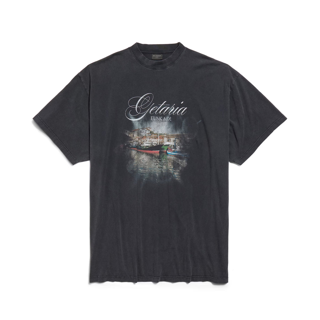 Balenciaga Men's Summer Logo Printed Faded Solid Color Round Neck Pullover Oversized Getaria Short Sleeve T-shirt Ngvp #9937