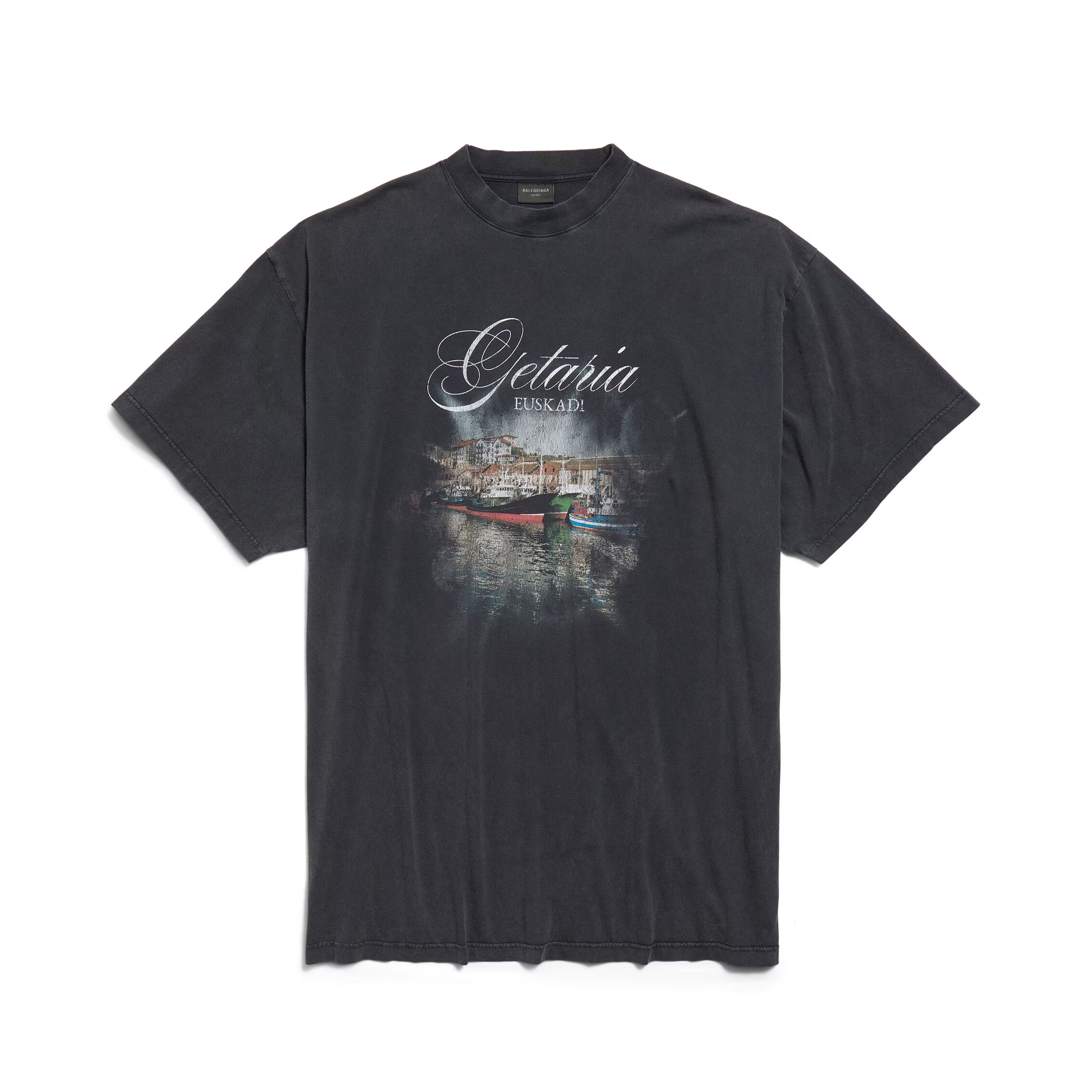 Balenciaga Men's Summer Logo Printed Faded Solid Color Round Neck Pullover Oversized Getaria Short Sleeve T-shirt Ngvp #9937