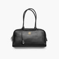 CHANEL Large Bowling Bag Calfskin Gold-tone Metal Black #383866