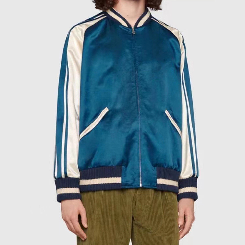 Gucci  Baseball Jersey Zip Up Jacket Blue #4583