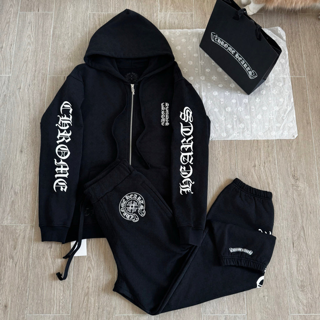 Chrome Hearts All Over Printed Dark Pattern Hooded Sweatshirt Pants #375728