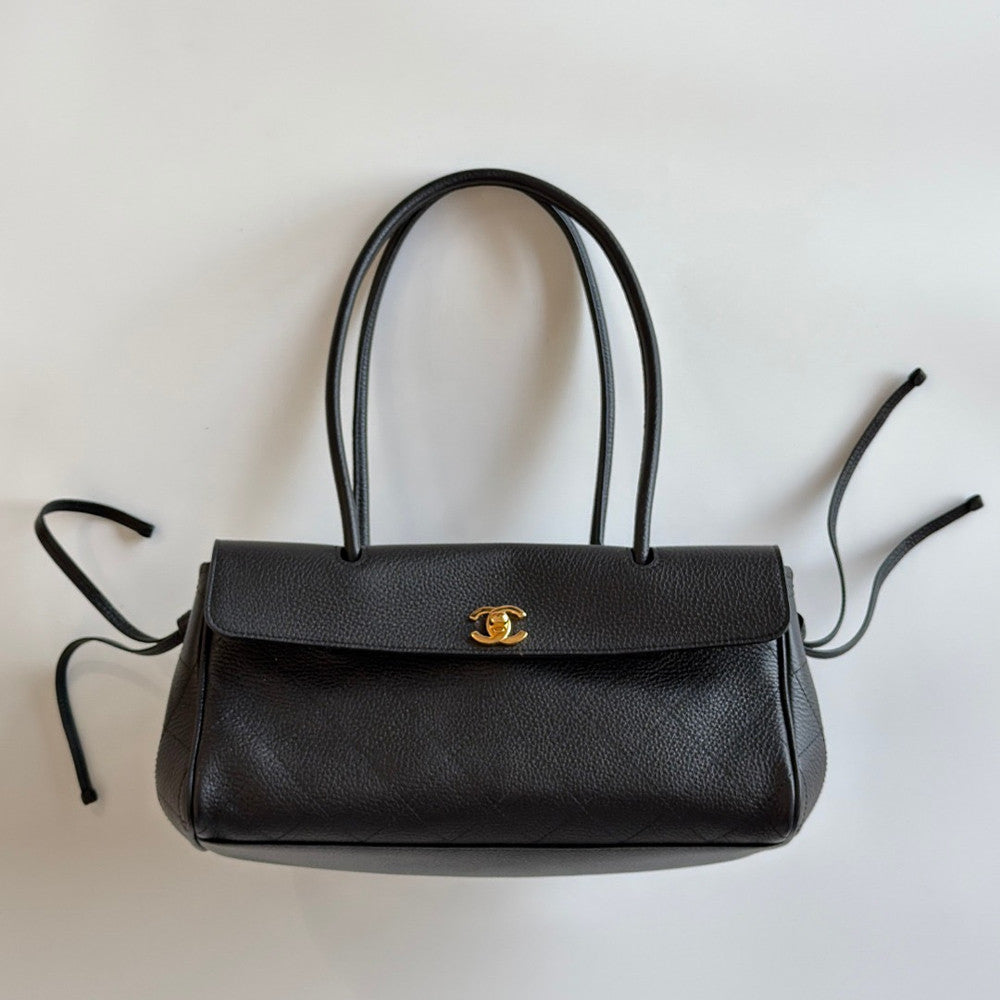 Chanel Baguette Bag Underarm Bag Conceria Gaiera Giovanni Genuine Leather Small Shopping Bag Grained Calfskin Gold-tone Metal Black Long Tote Bag With Straps Classic Diamond-quilted Shopping Bag Lady #196139