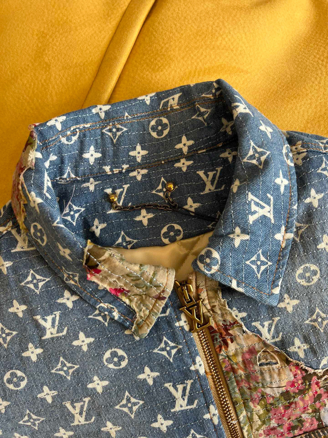 Louis Vuitton Floral Print Denim Zip Jacket #96522
