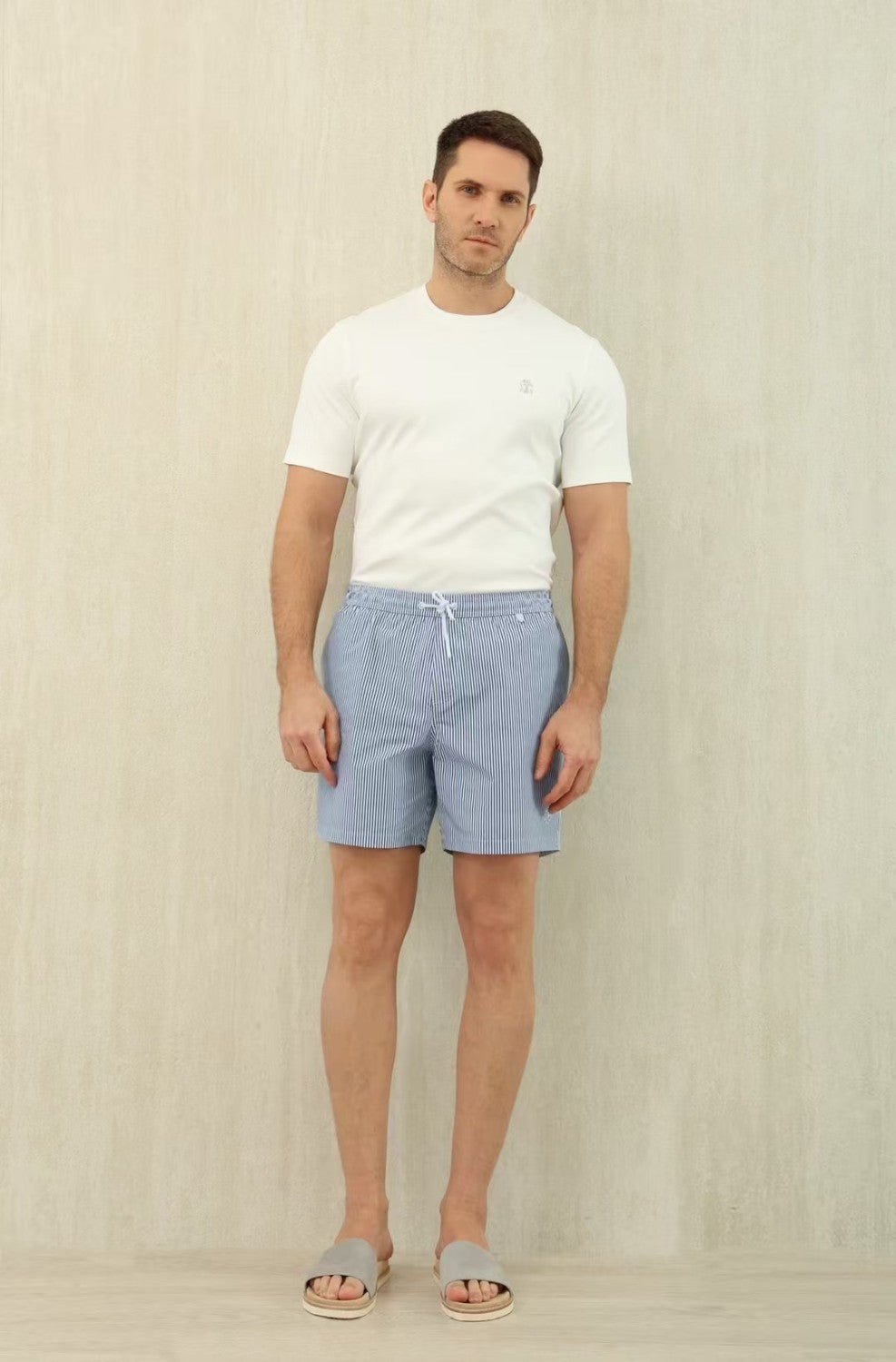 Loro Piana Men's Summer Letter Solid Color Mid Waist Tie Straight Bay Swim Shorts Ngvp #9959