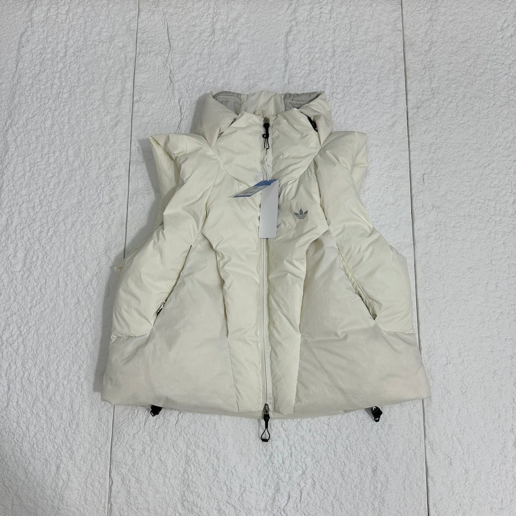 Adidas Men's and Women's Spring and Autumn Solid Color Quilted Logo Drawstring Zipper Down Vests Jacket #73672