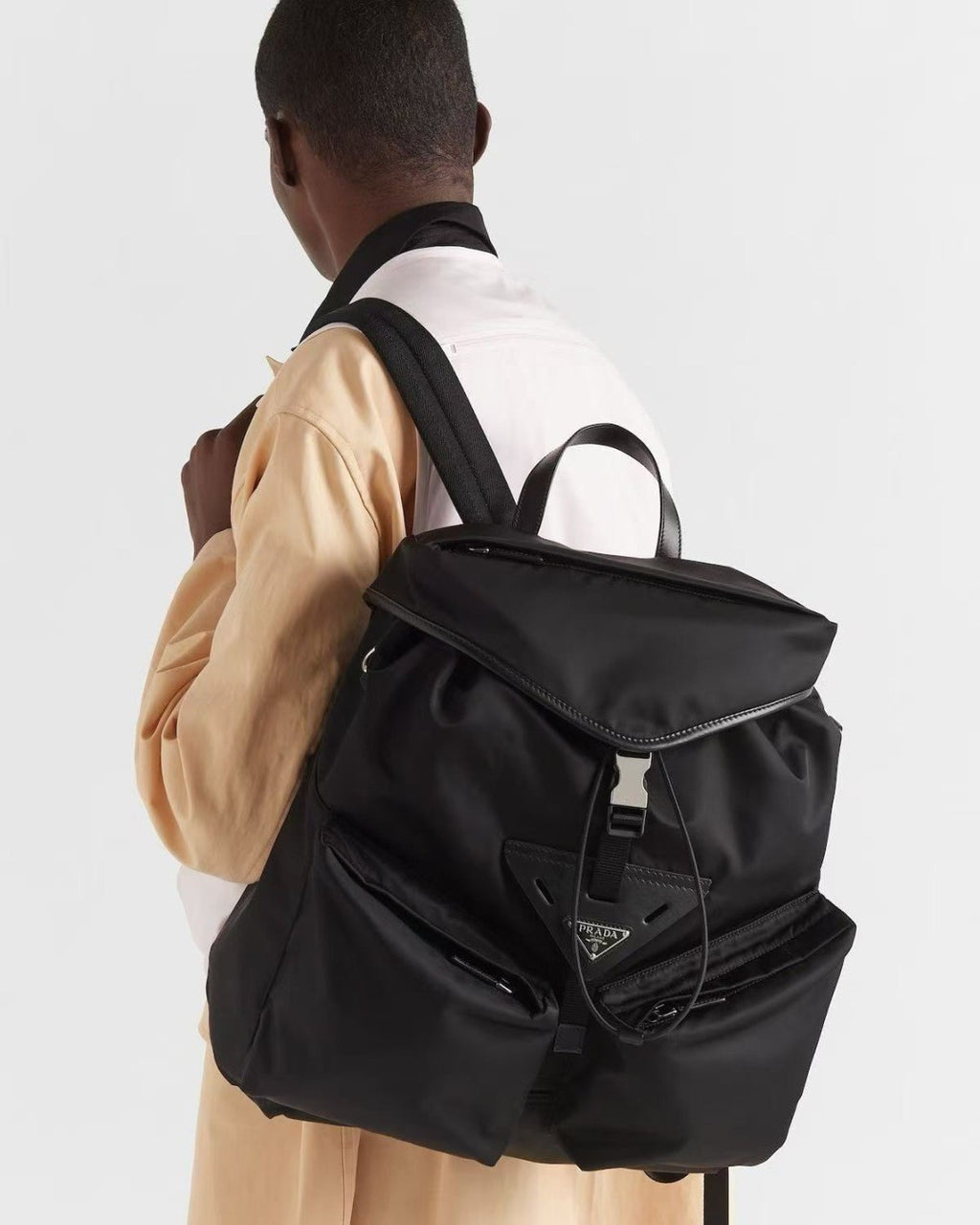 Prada Men's And Women's Large-capacity Backpack With Black Triangle Logo Stylish Travel And Hiking Backpack With A Sophisticated Casual Look Bags Bag #195657