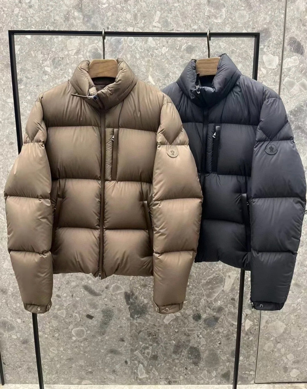 Moncler Men's Autumn and Winter Solid Color Standing Collar Zipper Long Sleeve Puffer Down Jacket #73584