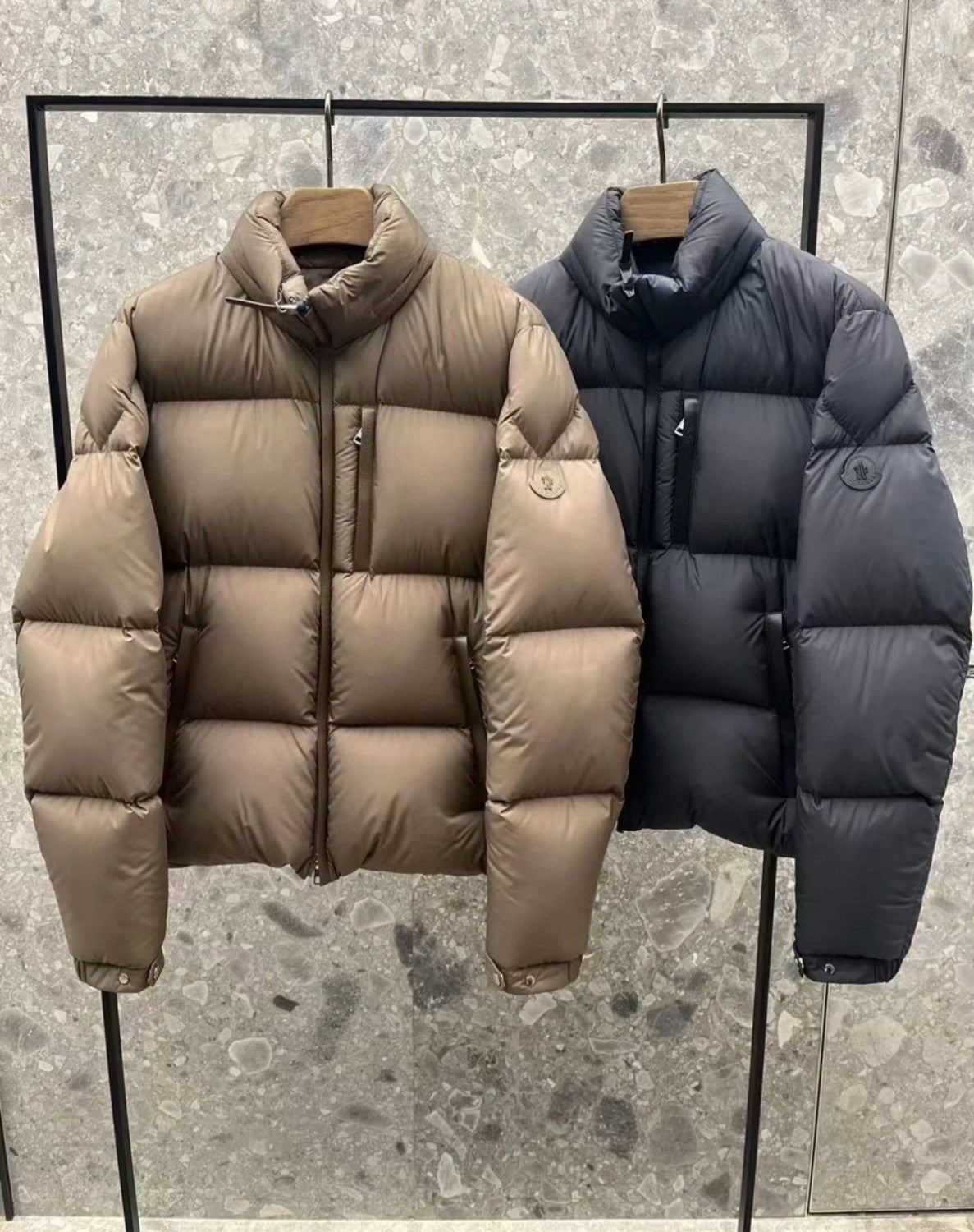 Moncler Men's Autumn and Winter Solid Color Standing Collar Zipper Long Sleeve Puffer Down Jacket #73584