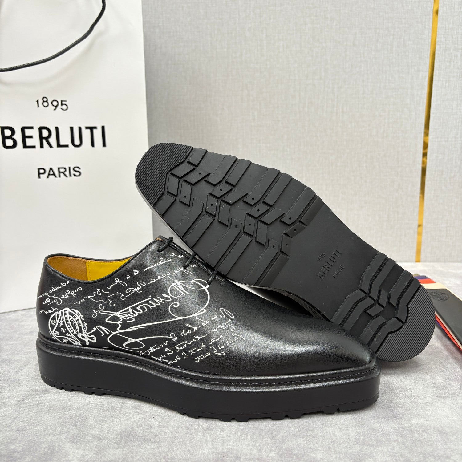 Berluti Men's Spring/Fall Classic Elegant Leather-Sourced Elastic Formal Midsole Dress Shoes #78574