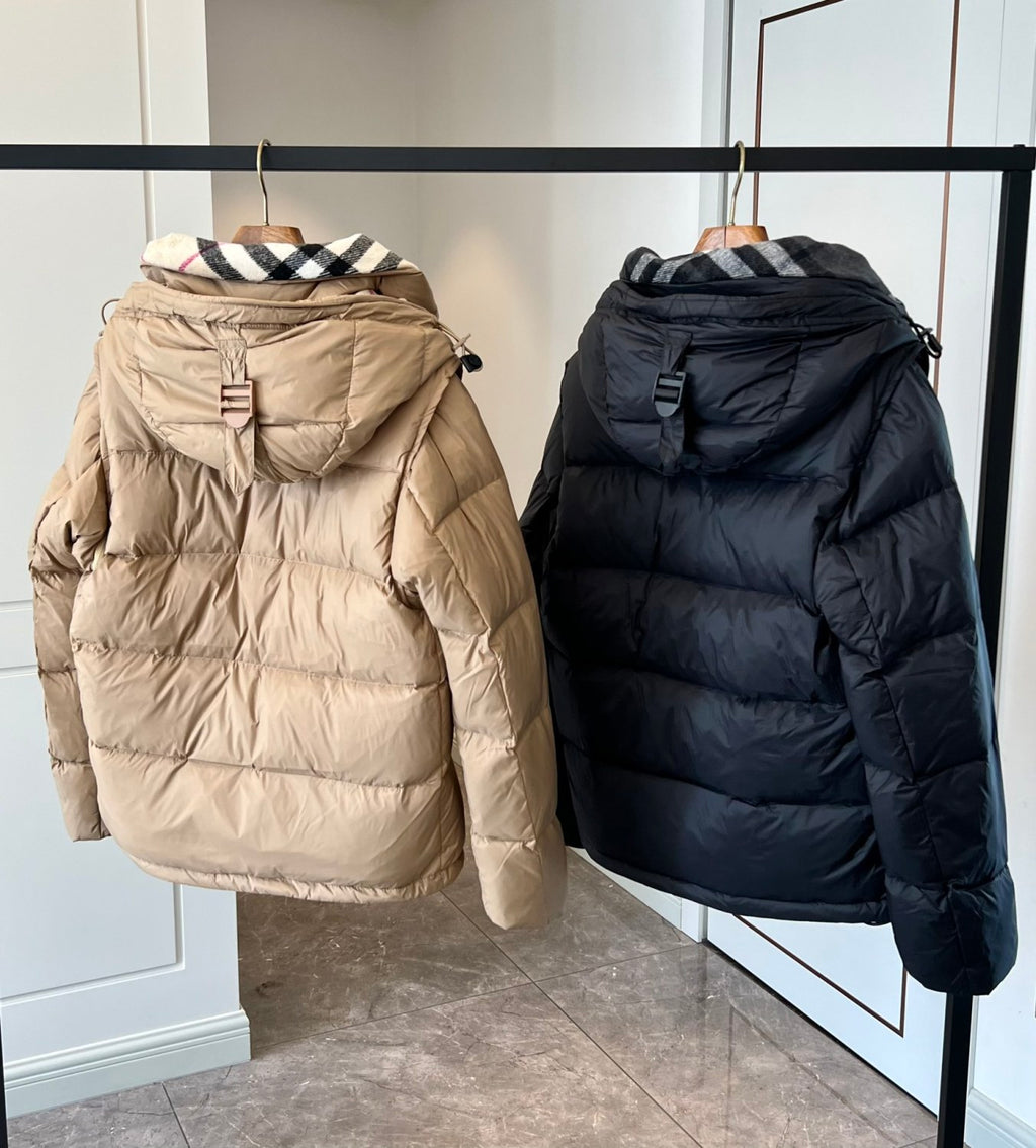 Burberry Men's Winter Solid Color Hooded Drawstring Single Breasted Detachable Long Sleeve Puffer Down Jacket #73451