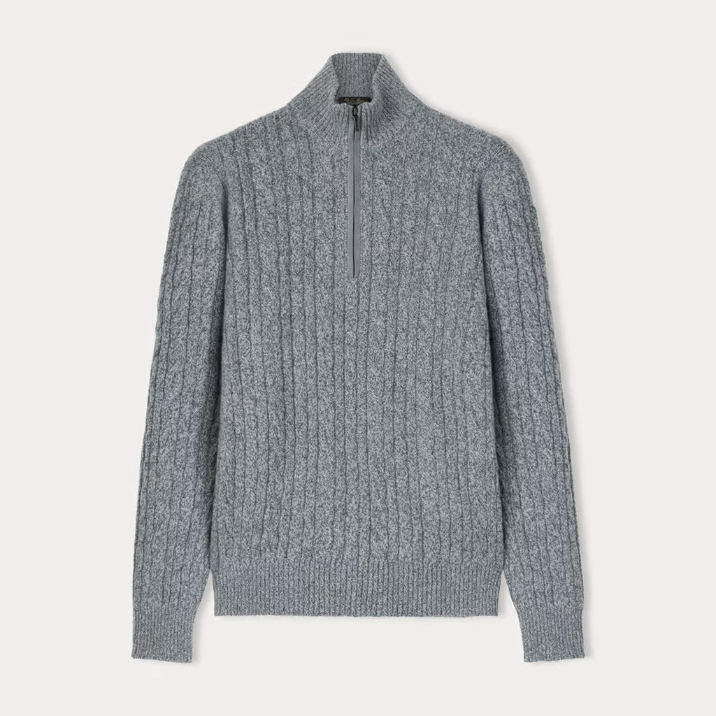 Loro Piana Men's Fall/Winter Half High Neck Zipper Long Sleeve Cashmere Fitted Knit Sweater Ngvp #9738