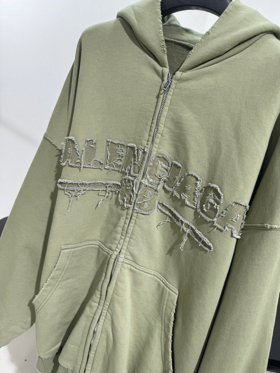 Balenciaga Men's And Women's Spring And Fall Solid Color Embroidery Letter Print Hooded Zipper Long Sleeved Jacket #75772
