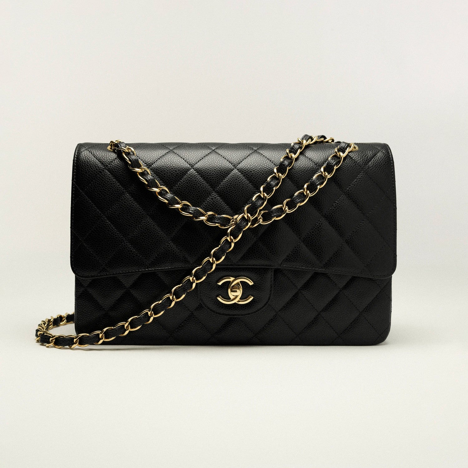Chanel Women Classic Flap Solid Color Particle Embossed Calfskin Chain Bag Mouth Cover Bag Casual Shoulder Bags CF #71675