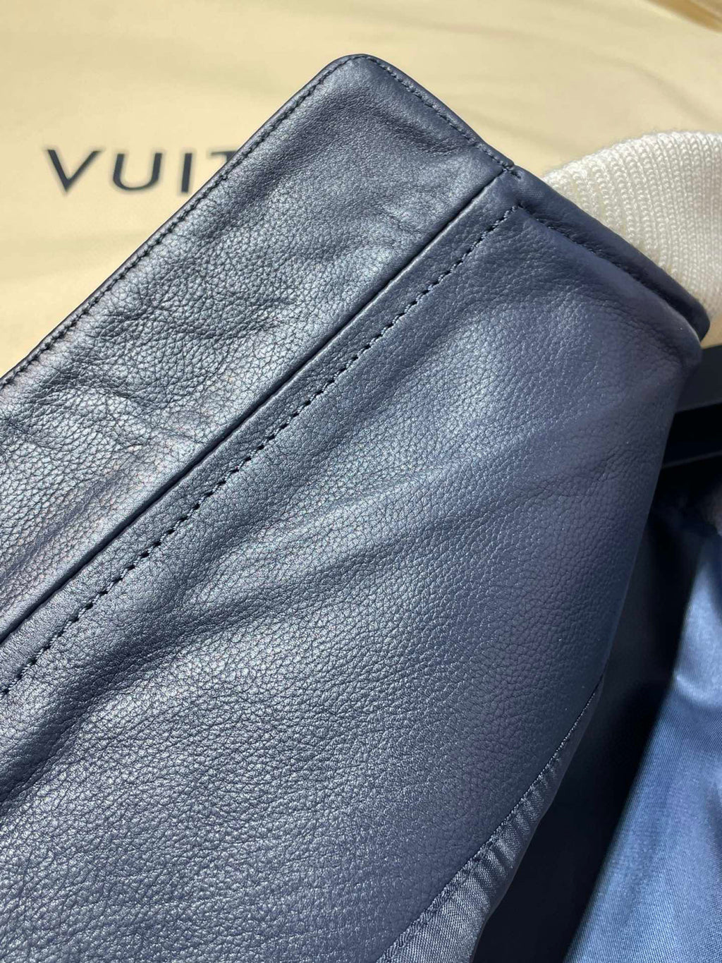 Louis Vuitton Leather Mix Teddy Plush Leather Zip Jacket #96514
