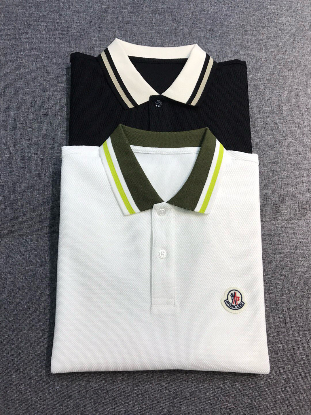 Moncler Men's Summer Embroidered Letter Print Polo Neck Solid Color Short Sleeve T-Shirt #76714