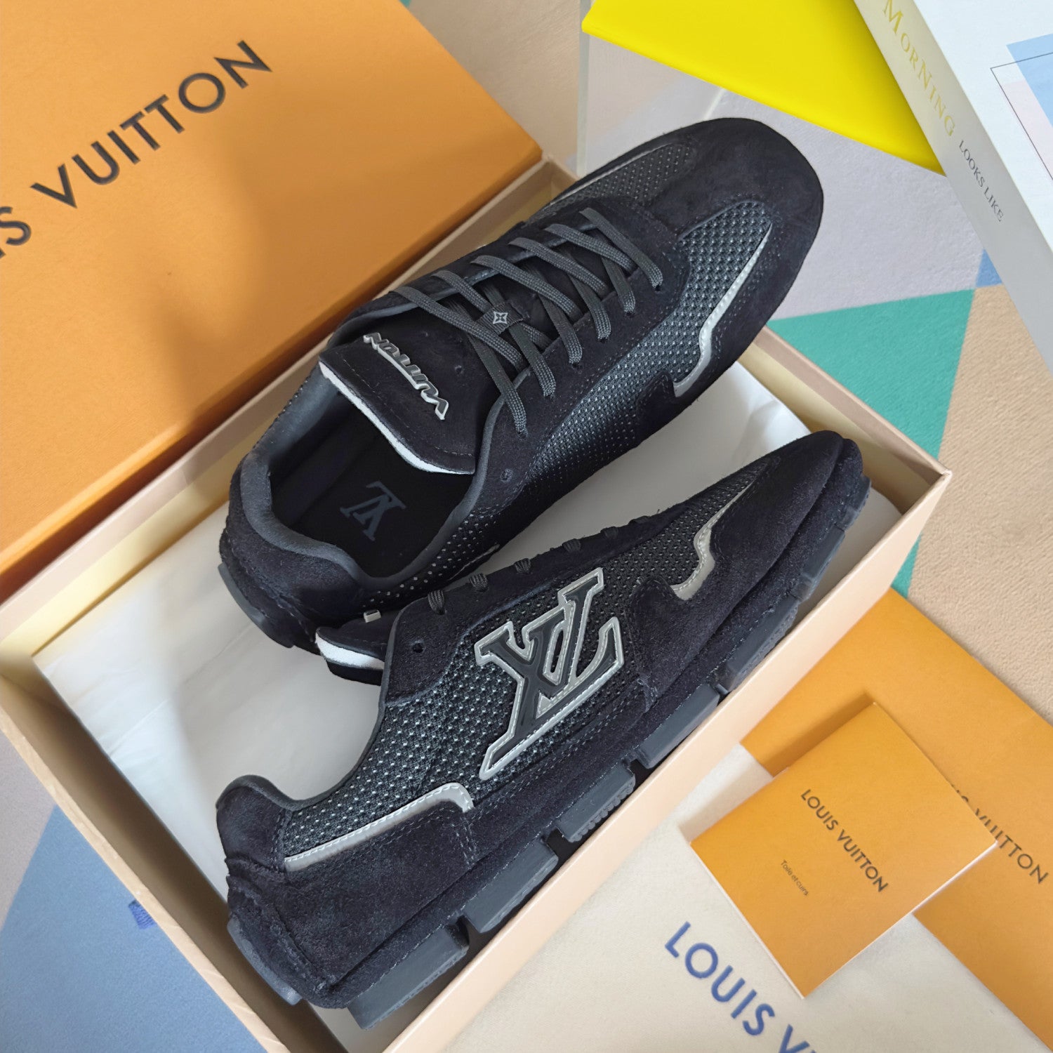 Louis Vuitton LV Rally Men's Solid Color Round Toe Lace-Up Low Top Thin Sole Cowhide Leather Sneakers Shoes #77475