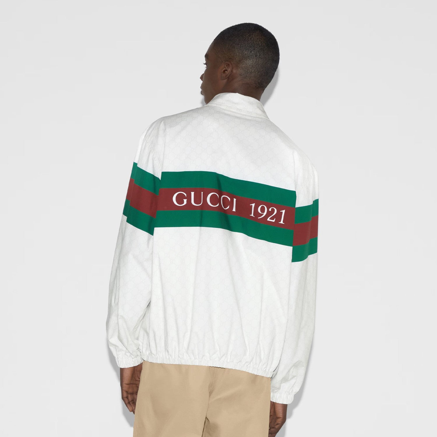 Gucci Men's Spring and Autumn GG Printed Cotton Colorful Webbing Standing Collar Zipper Casual Long Sleeve Sports Jacket #99962