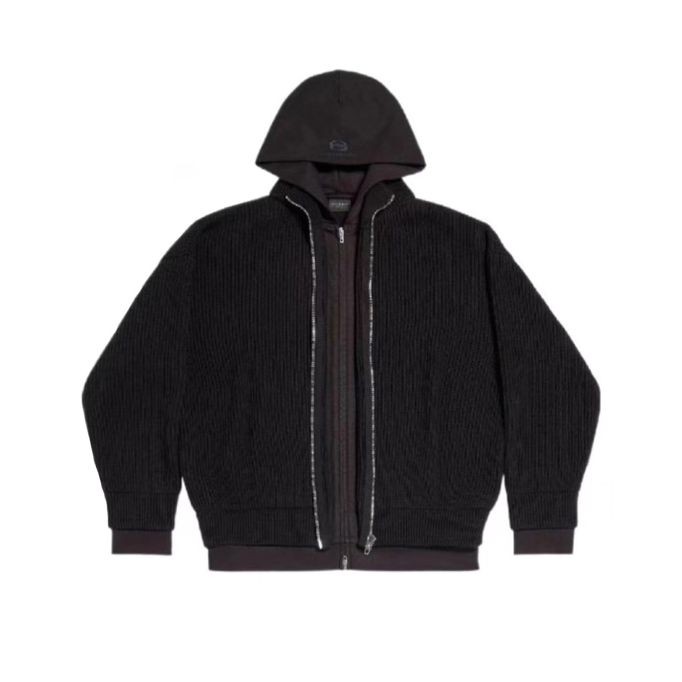 Balenciaga Men's Spring/Fall Fashion Hooded Zipper Knit Cardigan with Fake Two Piece Panel Design Cardigan #78736