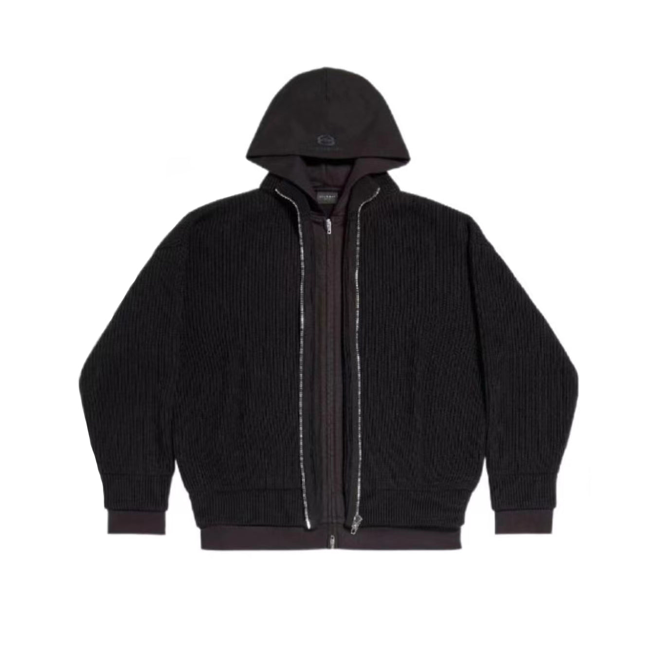 Balenciaga Men's Spring/Fall Fashion Hooded Zipper Knit Cardigan with Fake Two Piece Panel Design Cardigan #78736