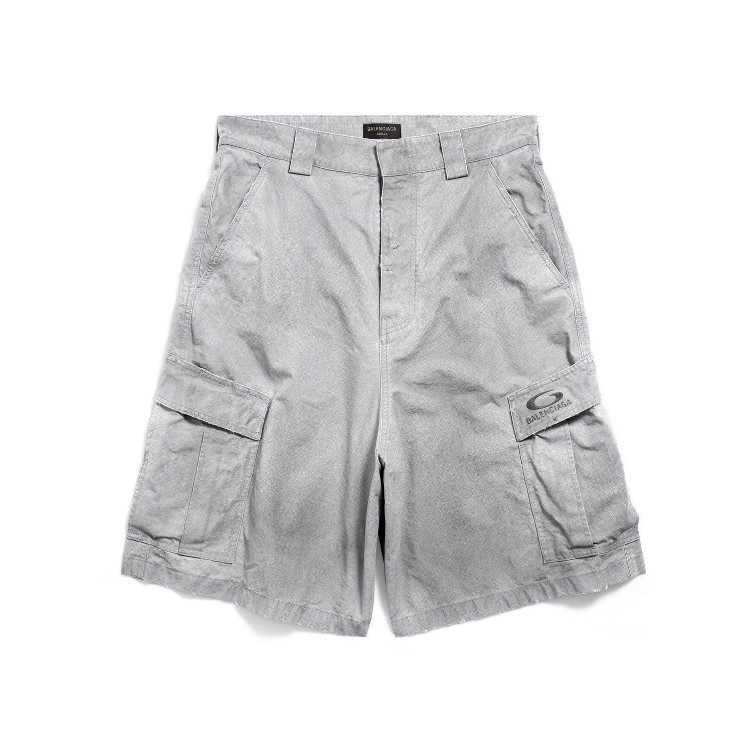Balenciaga Men's Summer Do-Over Multi-Pocket High Street Solid Color Loose Cotton Work Shorts #77274