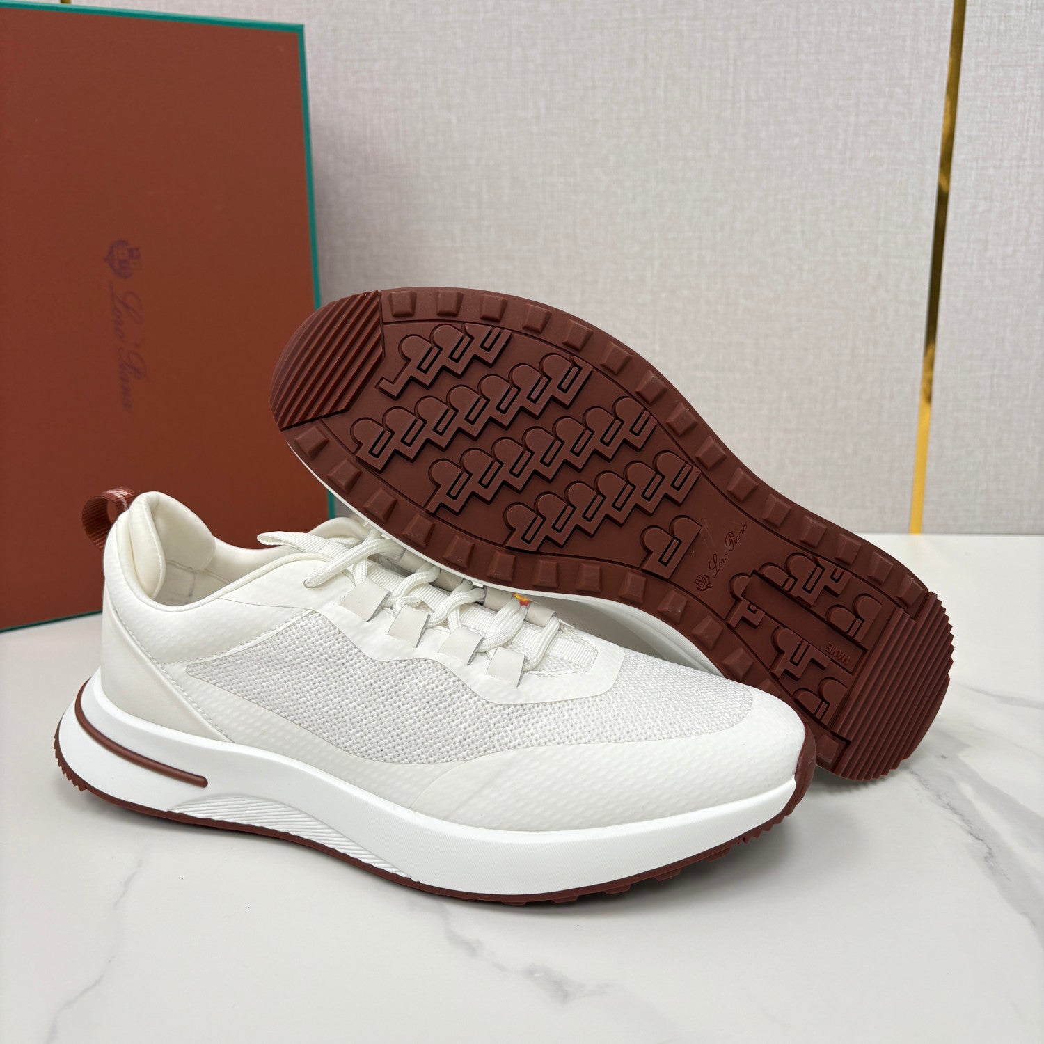 Loro Piana Week End Walk Mesh Cowhide Suede Casual Sneakers #381648