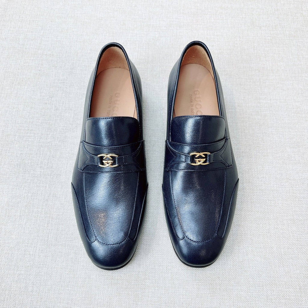 Gucci Men's & Women's Spring/Fall Fashion Casual Solid-Color Round-Toe Slip-On Leather Loafers Shoes #78667