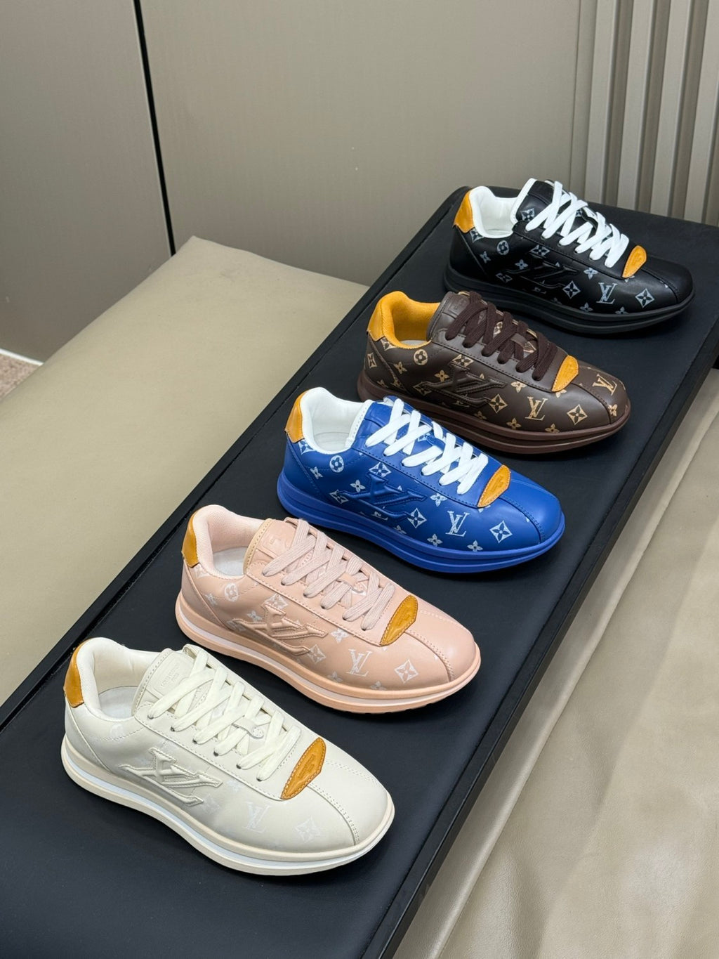Louis Vuitton LV Buttersoft Men's and Women's Solid Color Leather Embroidered Logo Low-Top Lace-Up Sneakers Shoes #77347