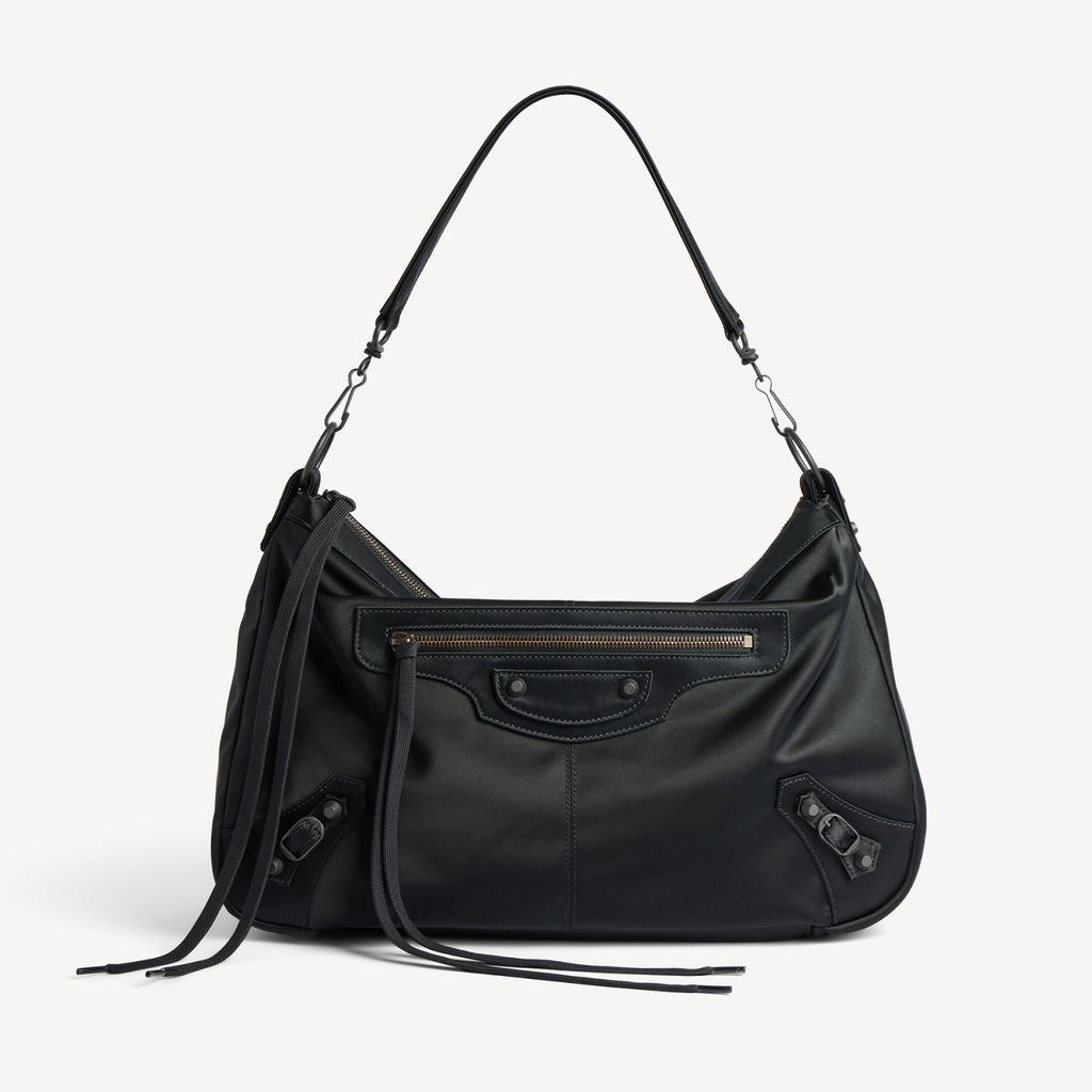 Balenciaga Men's Le City Moto Medium In Black Retro Nylon Motorcycle Bag Stylish Casual Crossbody Shoulder Bag #194664