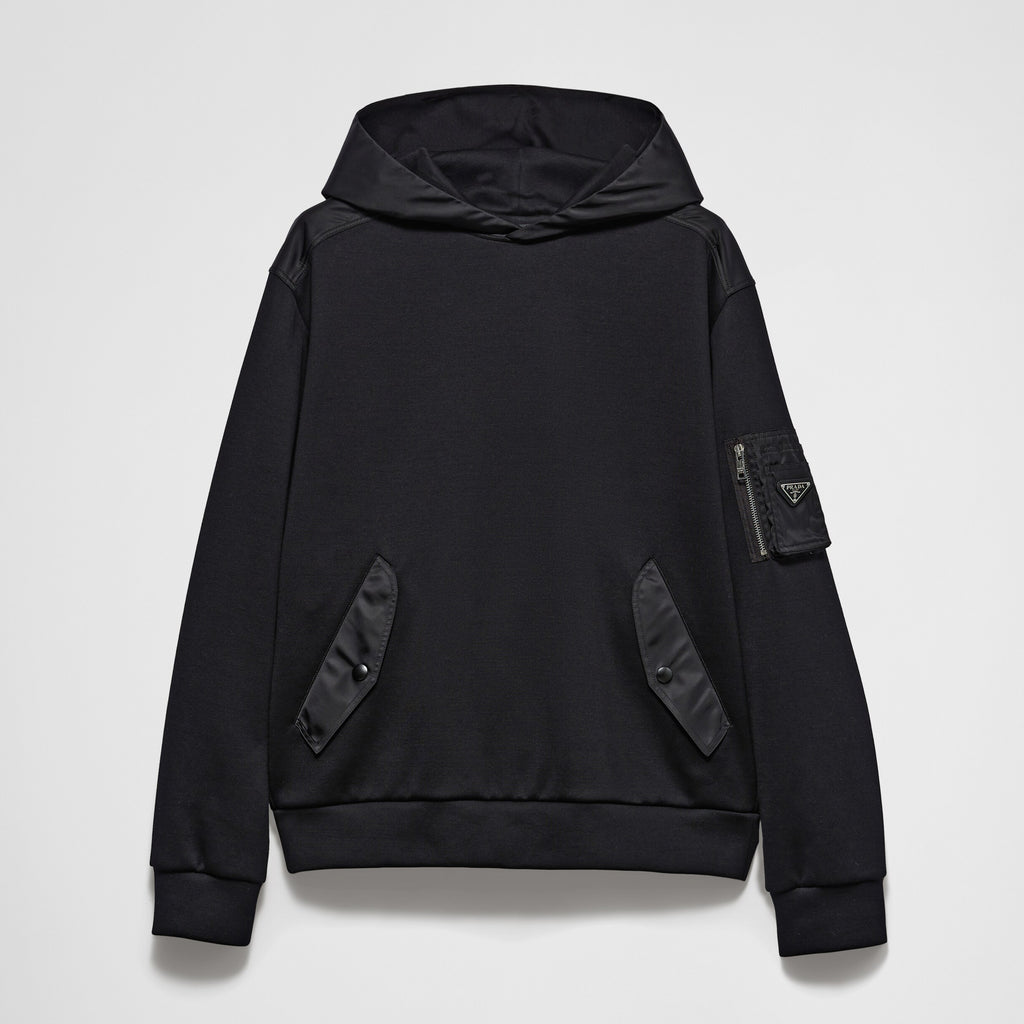 Prada Men's Spring and Autumn Solid Color Cotton Fleece Hooded Long Sleeve Sweatshirt #75254