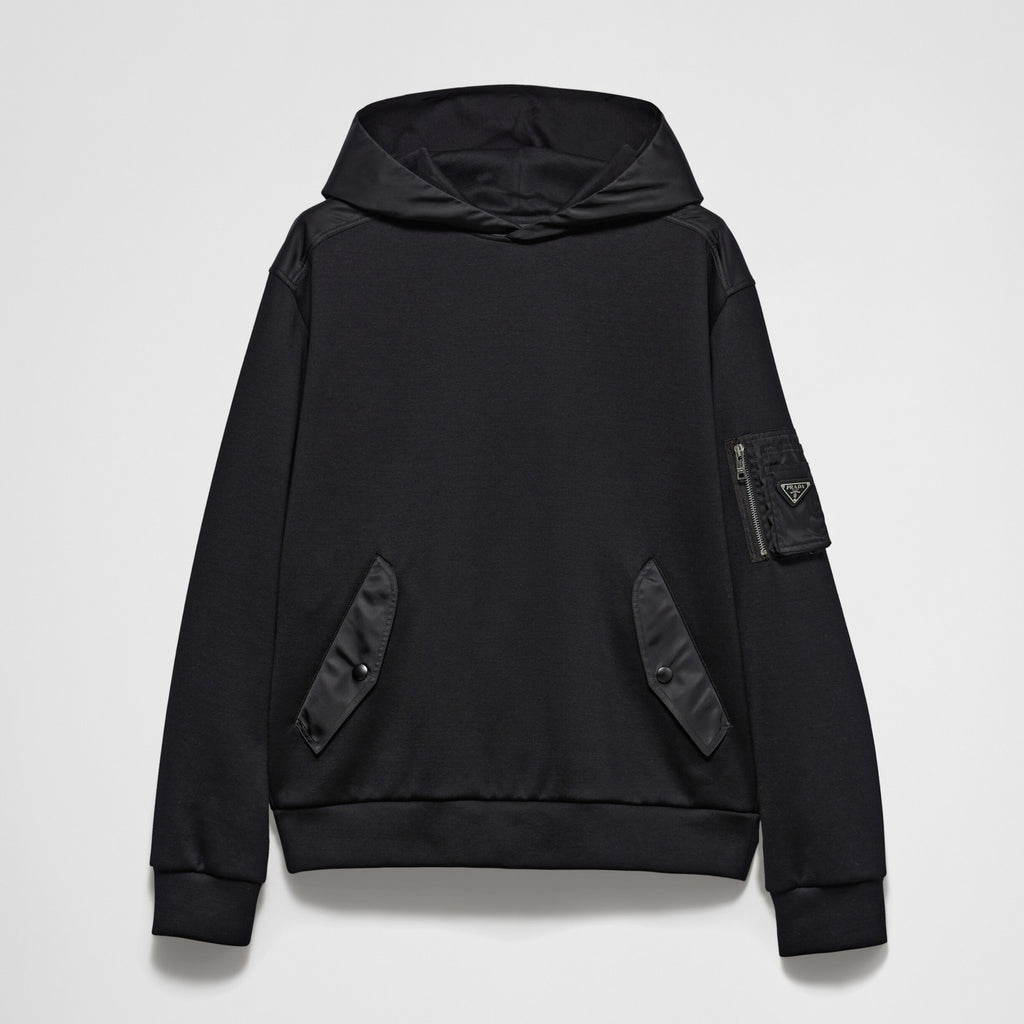 Prada Men's Spring and Autumn Solid Color Cotton Fleece Hooded Long Sleeve Sweatshirt #75254