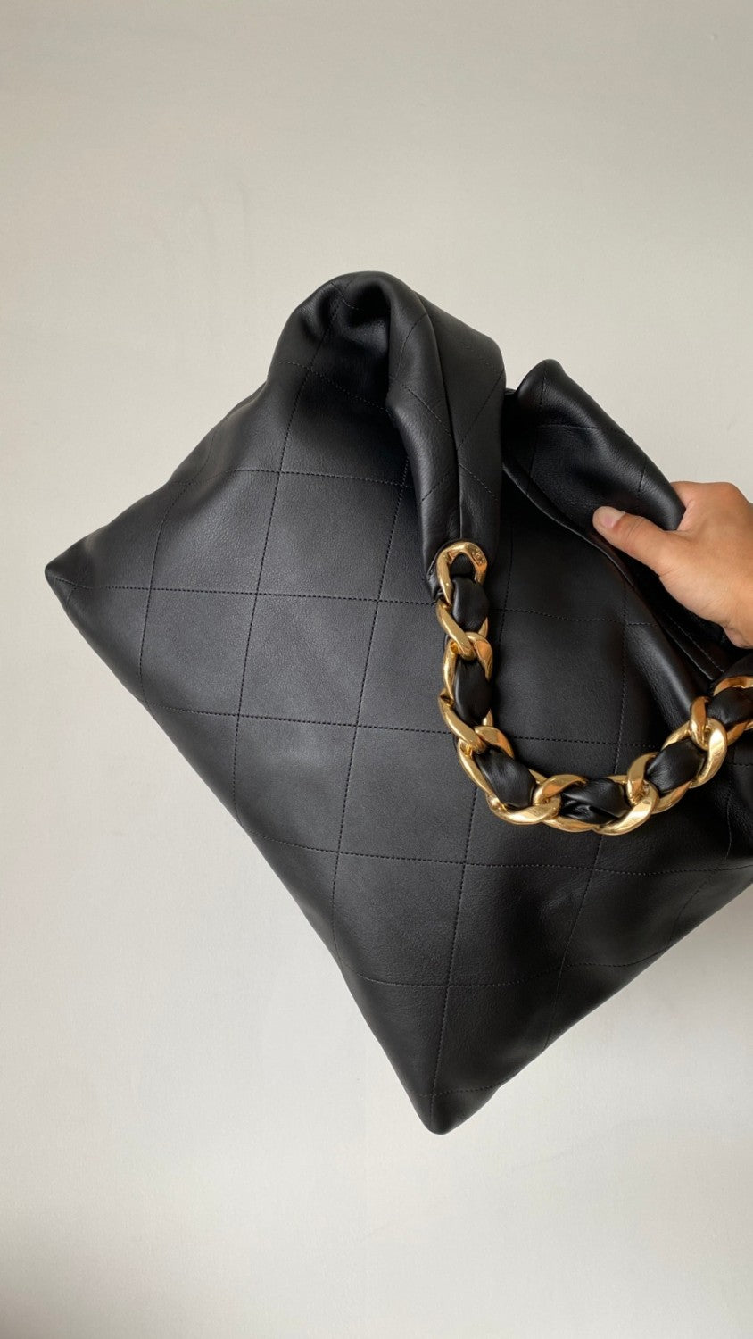 Chanel Women's Fashion Classic Solid-Color Leather Oversized Hippie Bag Chain Shoulder Bag Tote Bag Bags AS5839-B22140-94305 #79117