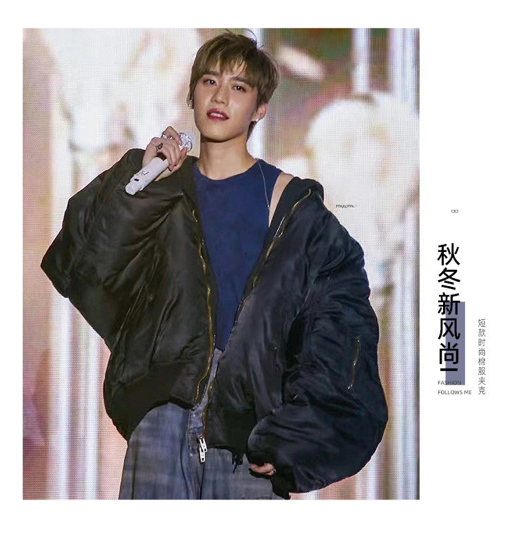 Balenciaga Men's Women's Spring And Autumn Fashion Doing Old Zipper Splicing Hooded Loose Long Sleeve Pilot Jacket Coat Ngvp #8589