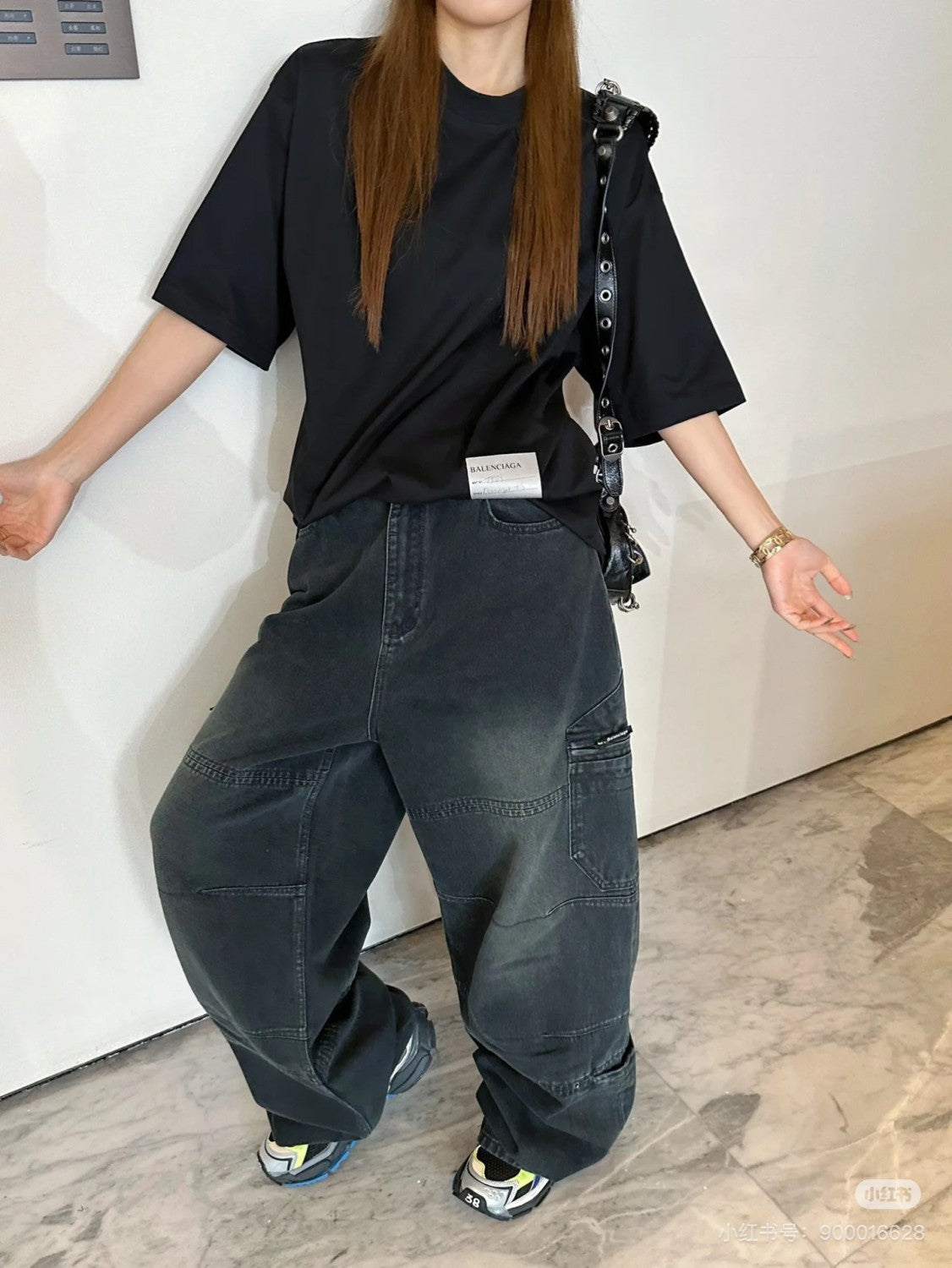 Balenciaga Men Women Four Seasons Fashion High Street Casual Gradient Loose Straight Leg Jeans Denim Work Pants Ngvp #7655