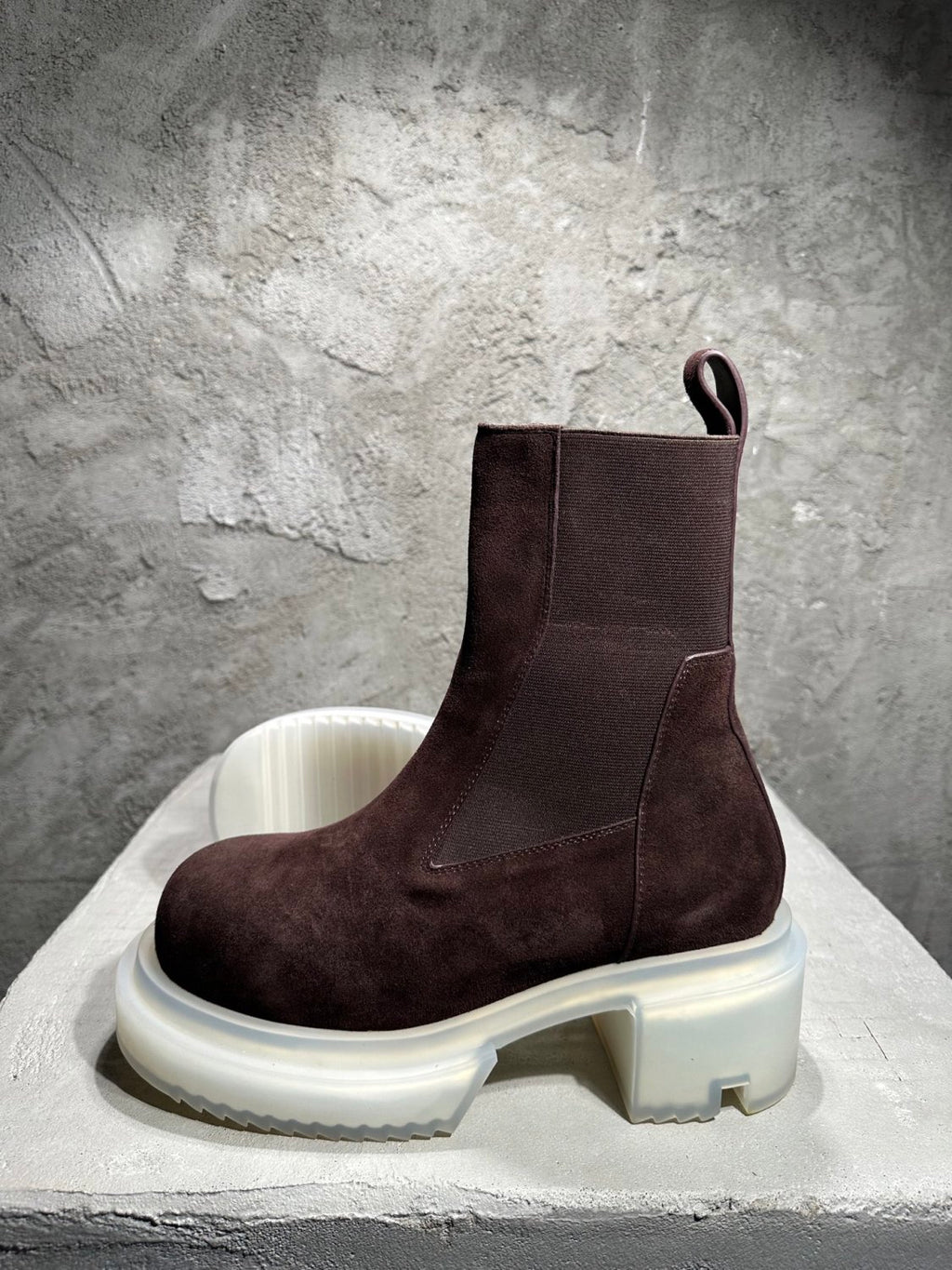 Rick Owens Men's Fall And Winter Elastic Thick Bottom Boots Round Head Suede Short Boots 7cm Fashion Trend Cowhide Mid-calf Shoes Ngvp #2466