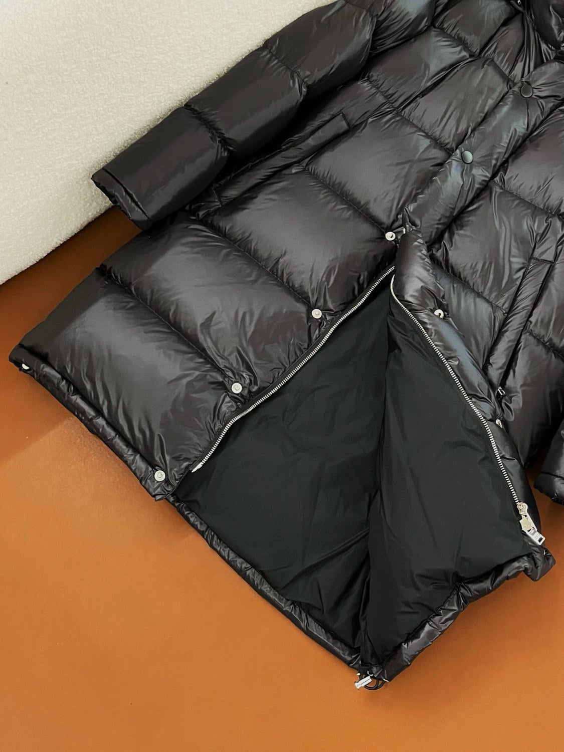 Prada Men's And Women's Autumn And Winter Solid Color Quilted Fluffy Medium Length Hooded Puffer Down Jacket #74389