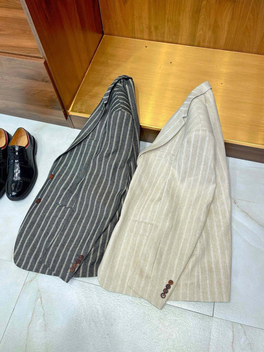 Kiton Men's Spring/Fall Striped Linen Solid-Color Lapel Single-Breasted Long-Sleeve Slim-Fit Blazer Jacket Ngvp #2394