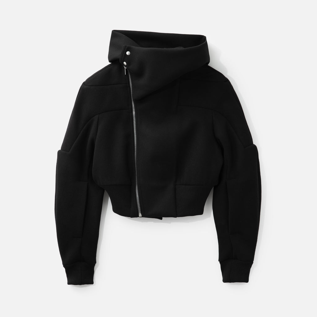 Rick Owens Cropped Hooded Fligh Jacket Black Virgin Wool Cropped Flight Jacket #332196