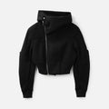 Rick Owens Cropped Hooded Fligh Jacket Black Virgin Wool Cropped Flight Jacket #332196