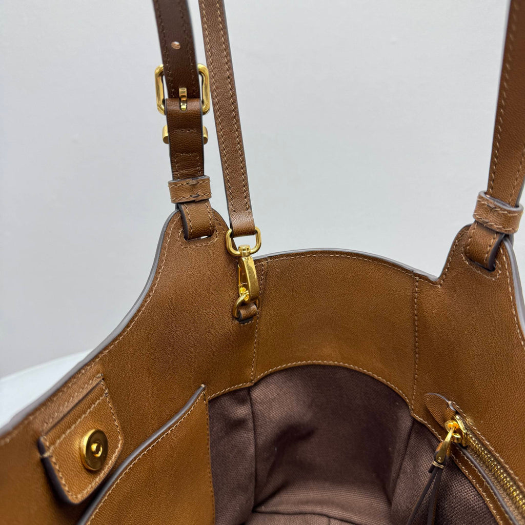 MiuMiu Patchwork Leather Bag Oak Brown Color Matching #333001