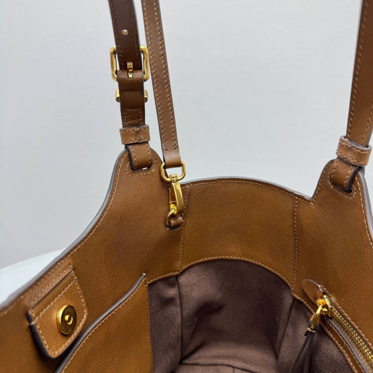 MiuMiu Patchwork Leather Bag Oak Brown Color Matching #333001