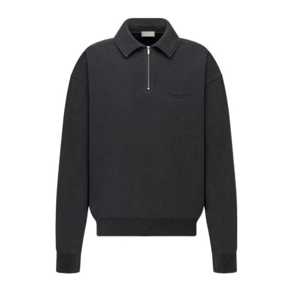 Dior Men's Autumn Grey Polo Neck Long Sleeve Sweatshirt Casual Pants Set Suit #97387