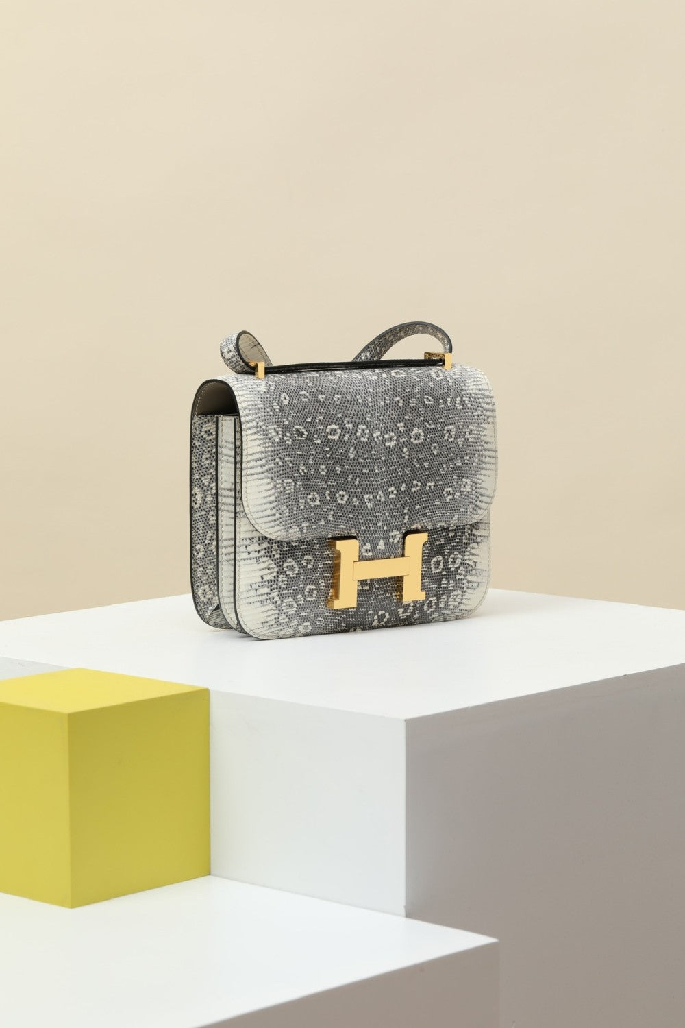 Hermes Constance 19 CJ19 Women's Metal Buckle Lizard Leather Shoulder Crossbody Bag Bags #76869