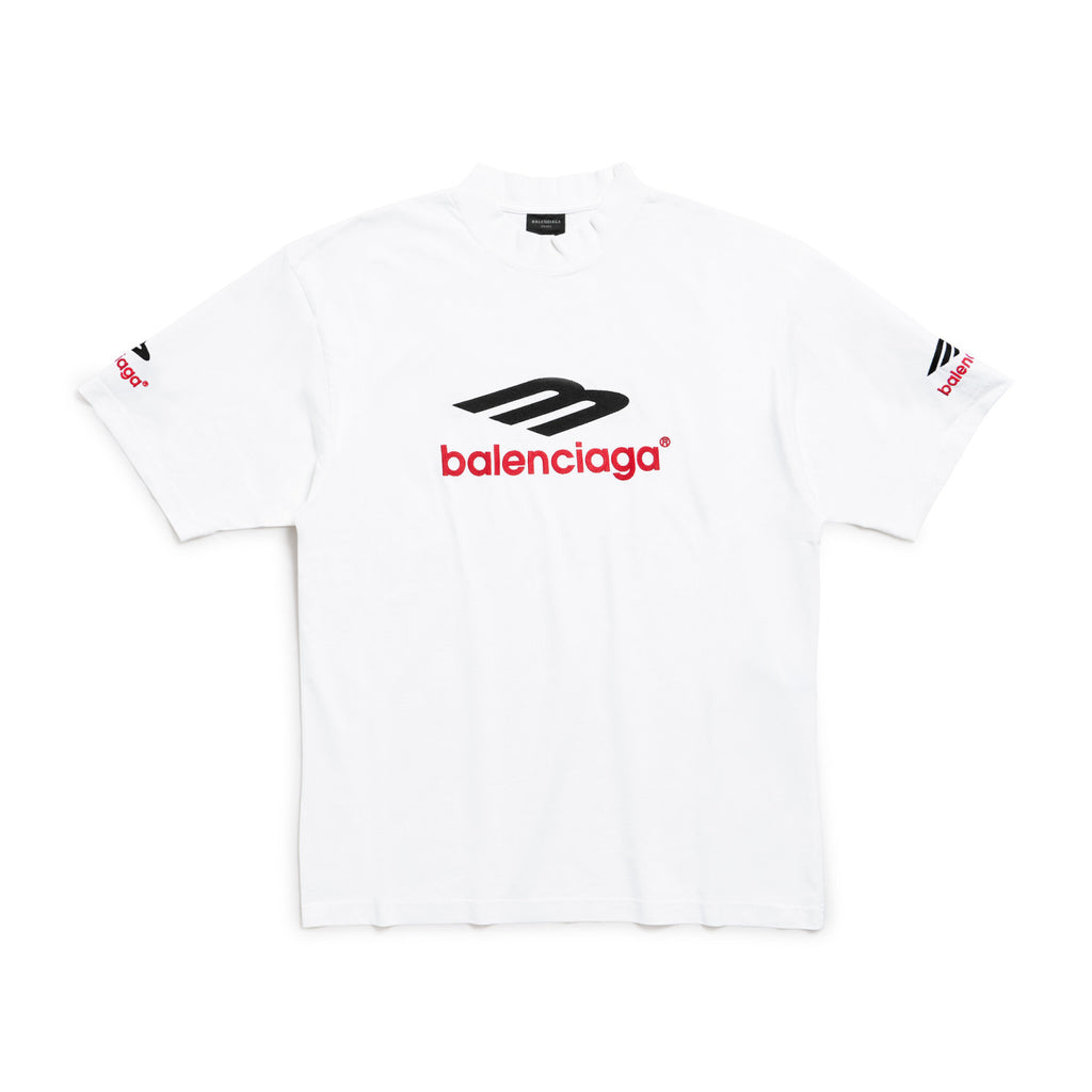 Balenciaga Men's Summer Vintage Plain Knit Fabric Short Sleeve 3b Sports Icon T-shirt Medium #97137