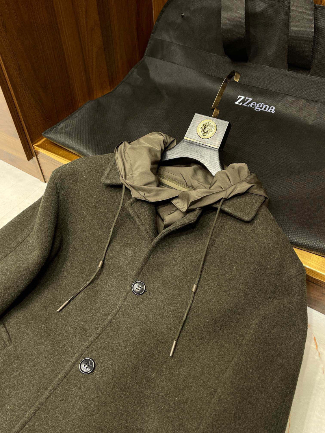 Ermenegildo Zegna Lapel Windbreaker Hooded Jacket Ngvp #6737